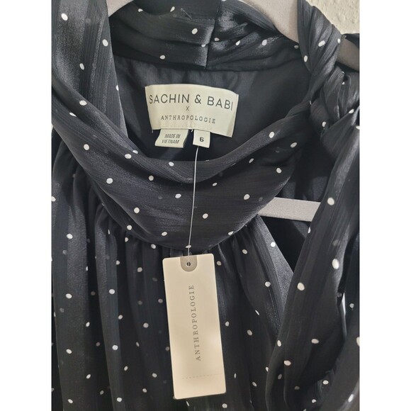 NWT Sachin & Babi Anthropologie Polka Dot Halter Dress Sz 6 Classic Preppy - Picture 5 of 13